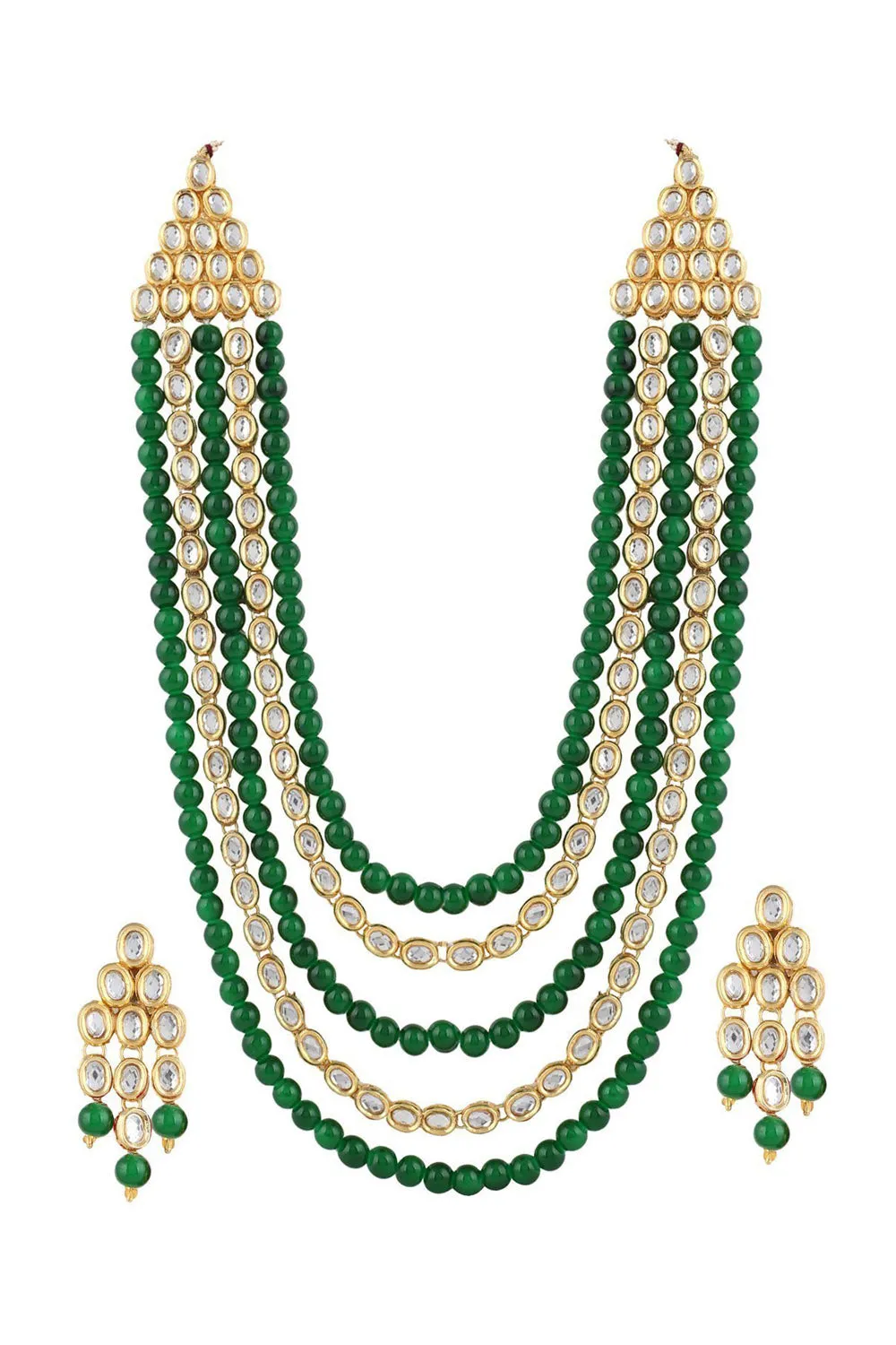 Alloy Necklace with Earrings in green