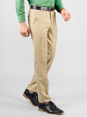 Beige Solid Slim Fit Formal Trouser | Greenfibre