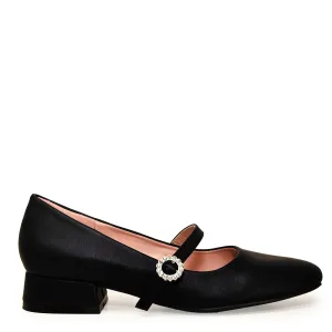 BEVERLY-01 Square Toe Mary Jane Ankle Strap Low Block Heeled Ballet Flats