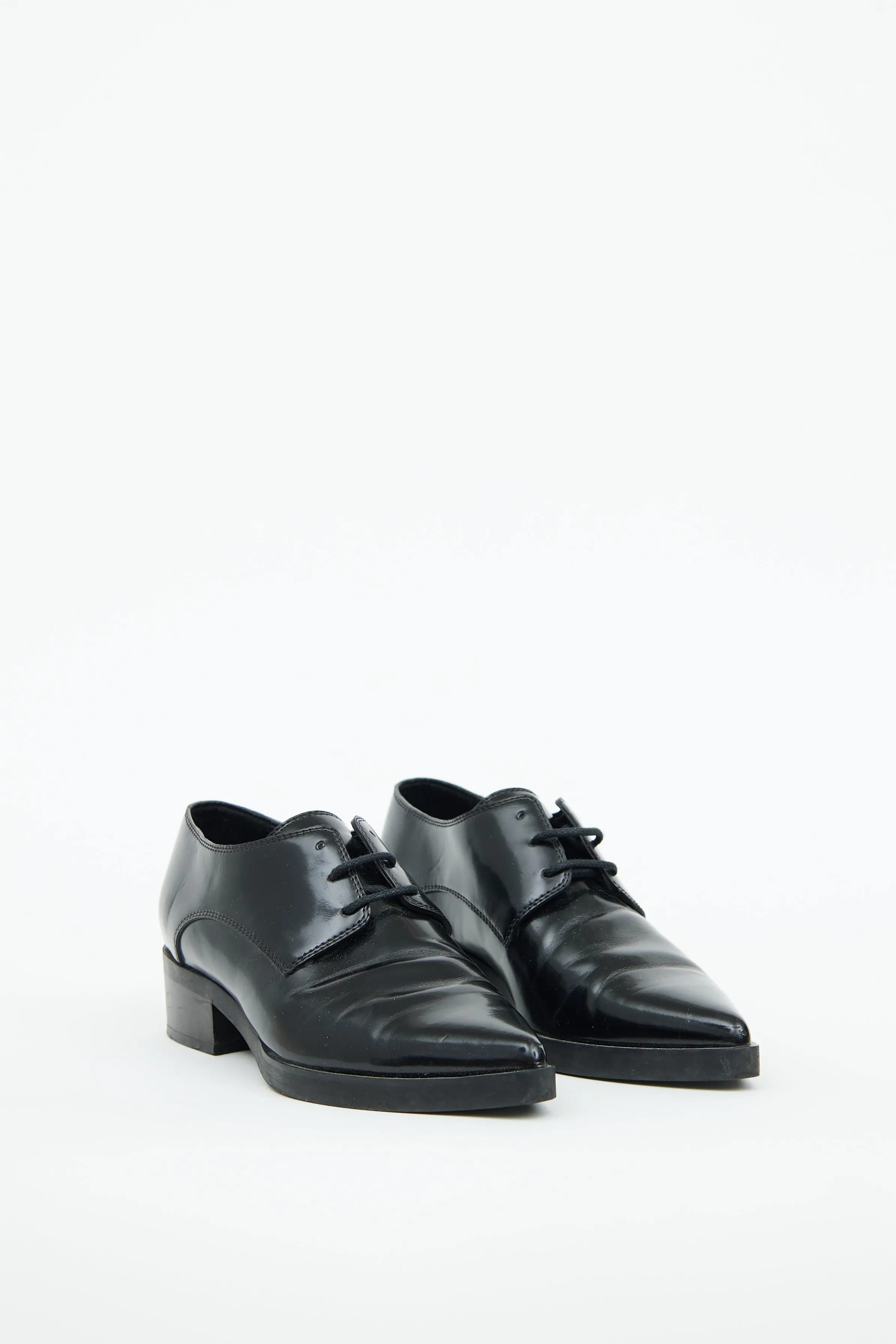 Black Patent Pointed Toe Derby