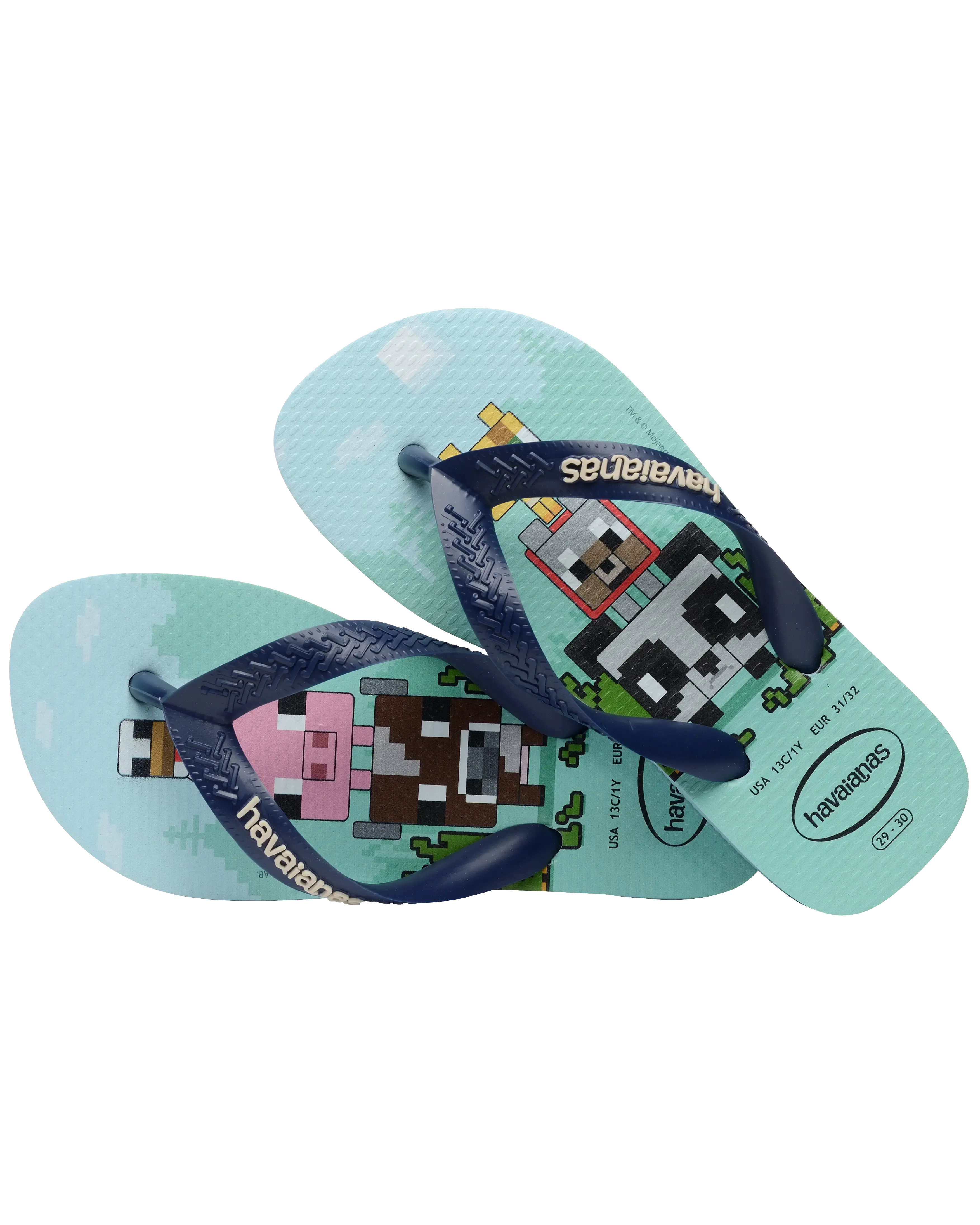 Boys Minecraft Flip Flops in Lavender Blue