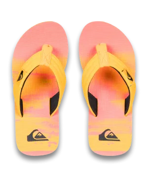 Boys Molokai Layback II Flip Flops in Fiery Coral Bloomfade