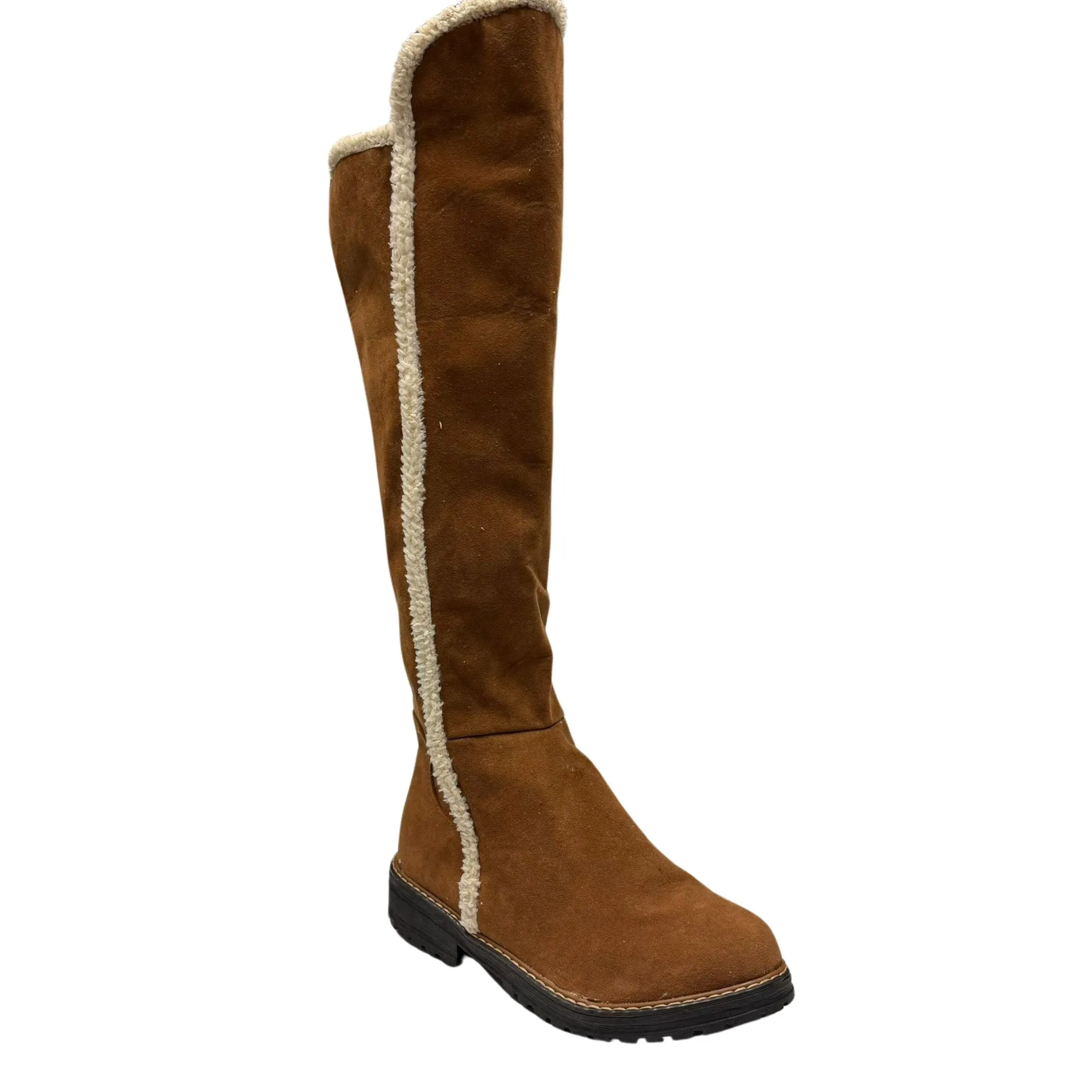 Brown and Cream Long Winters Boots Women's