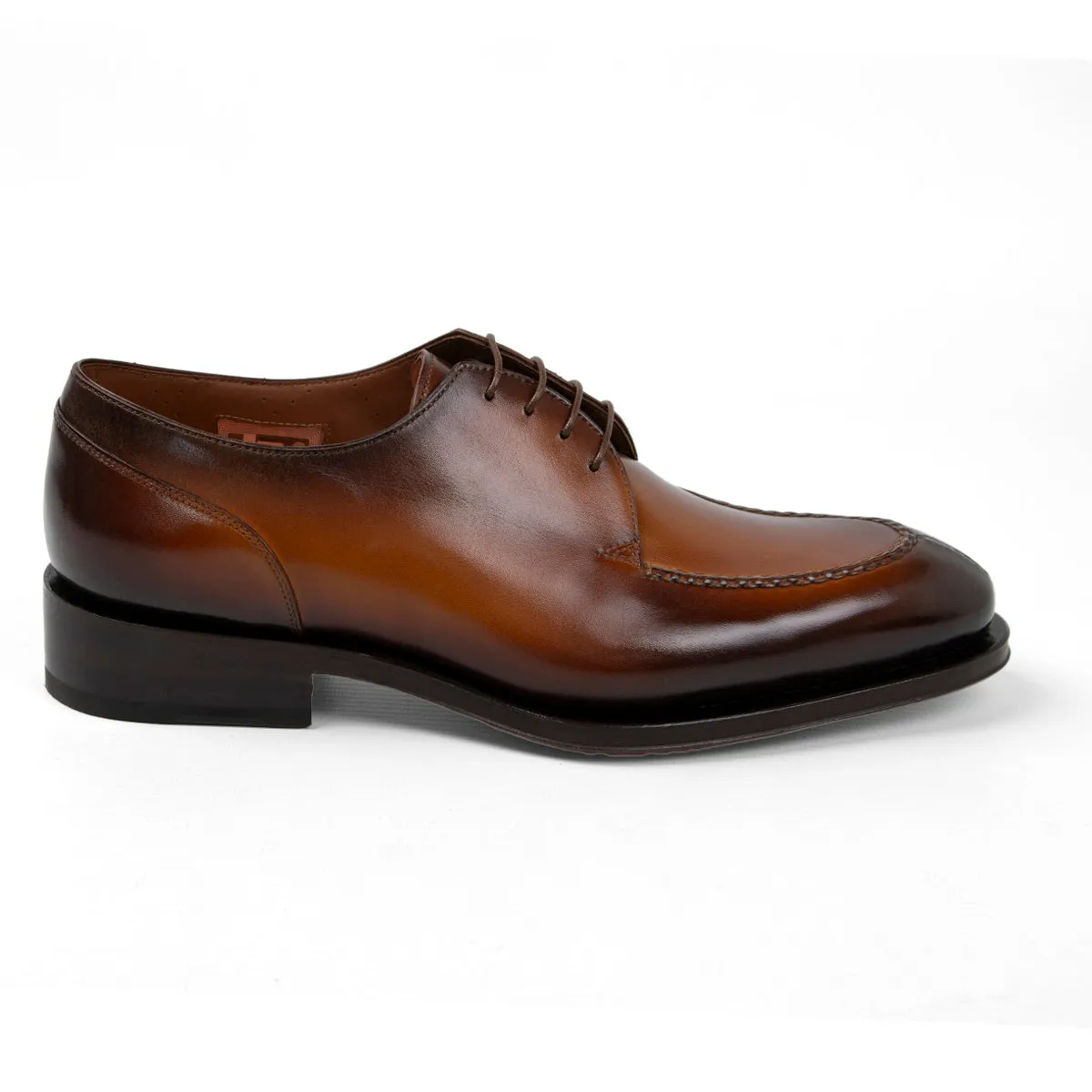 Brown Hand-Aged Leather Derby Shoes