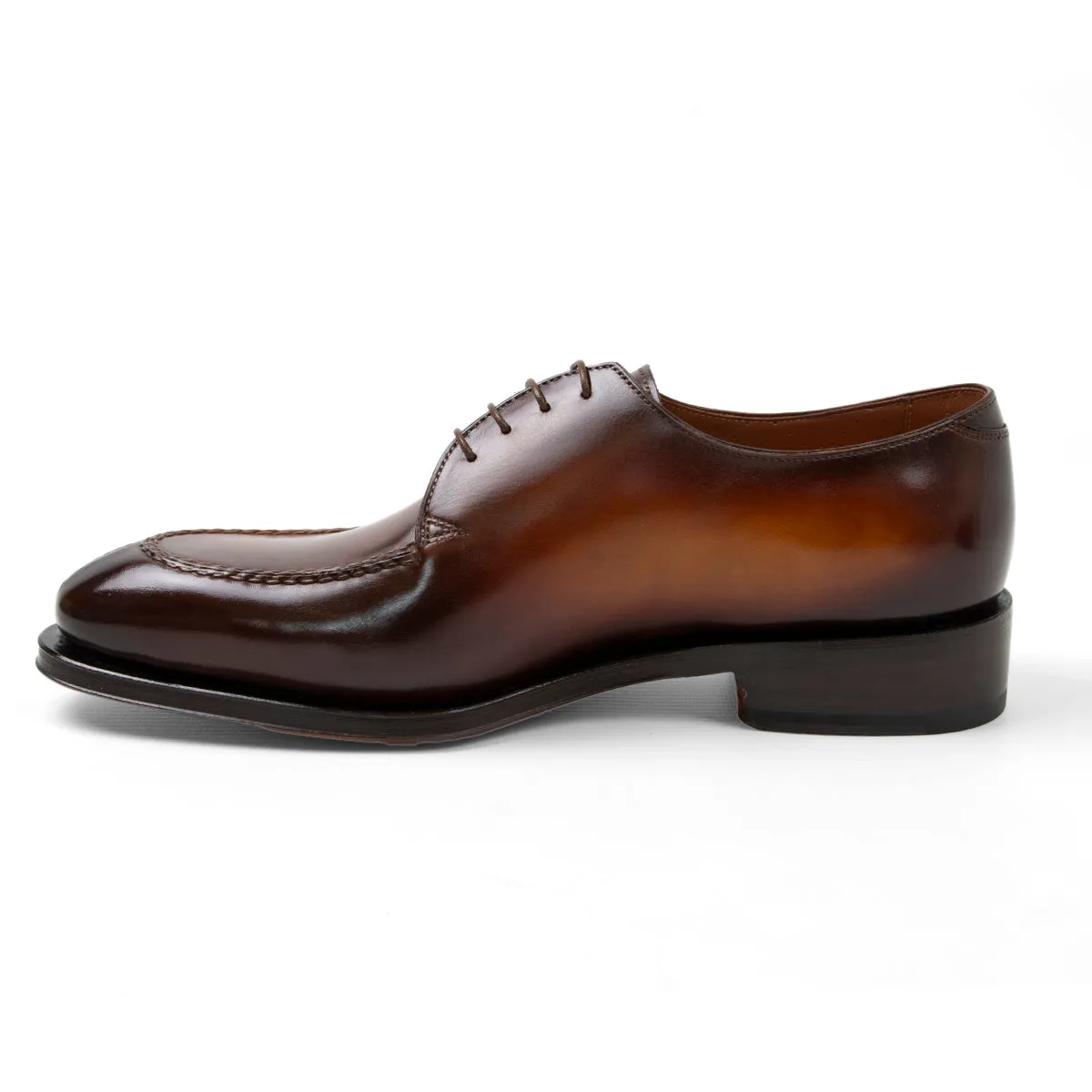 Brown Hand-Aged Leather Derby Shoes