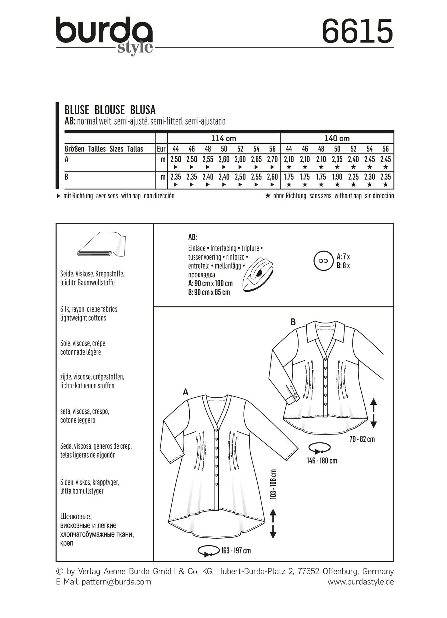 Burda 6615 Blouse pattern