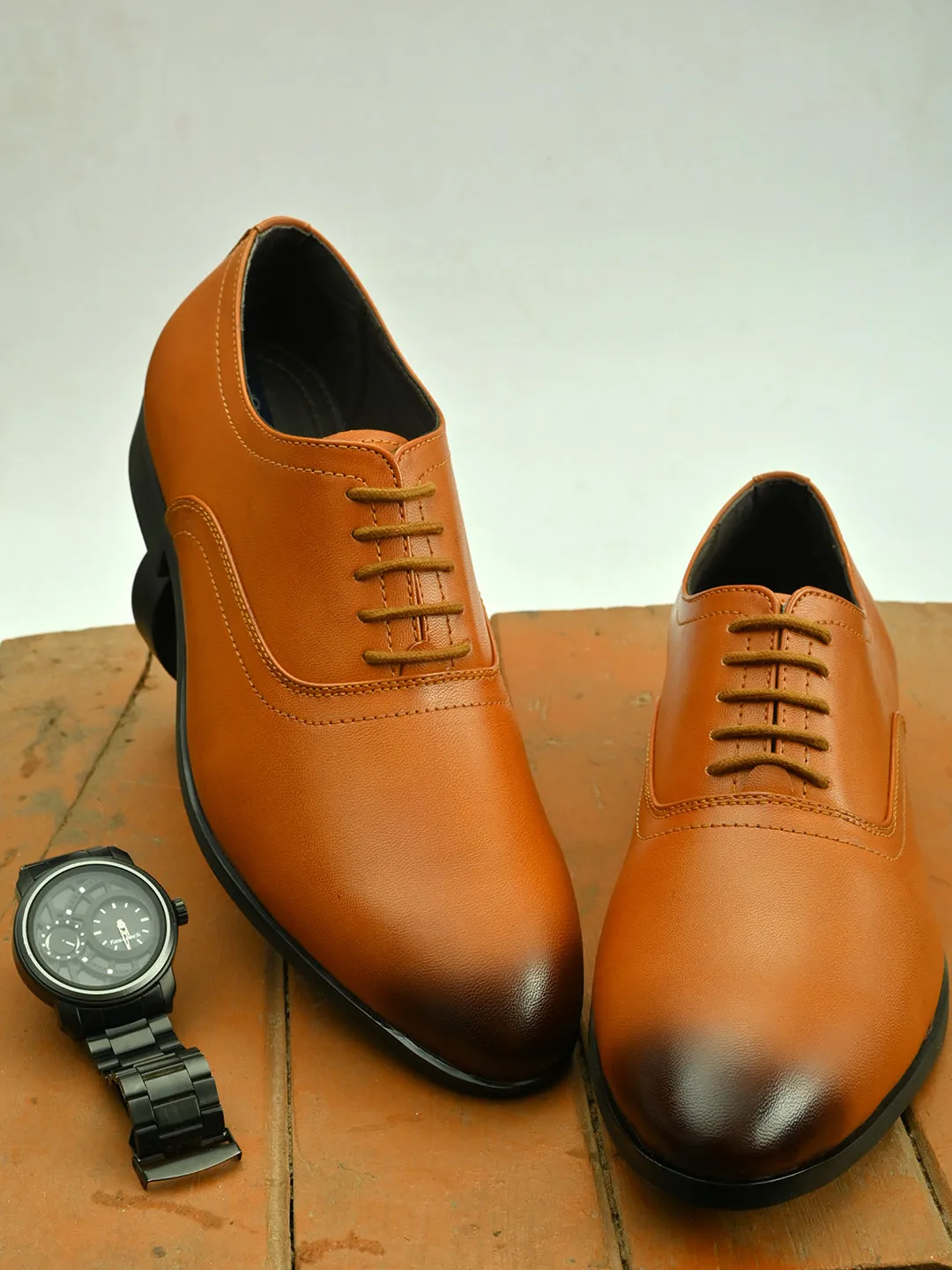 Buxom Tan Derby Shoes