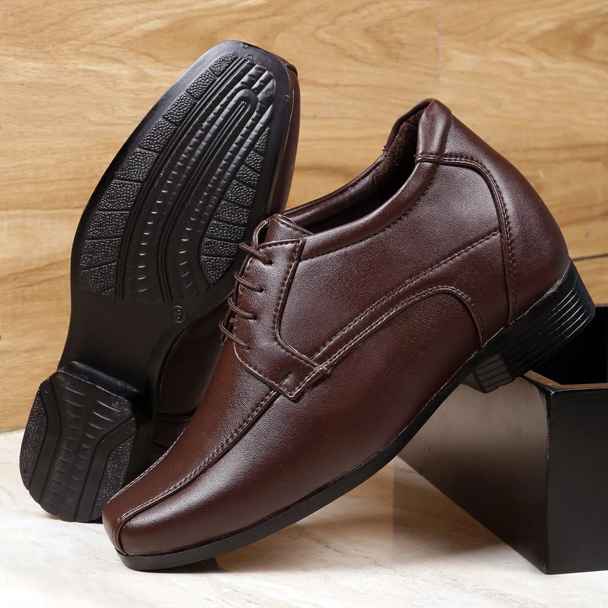 Bxxy's Faux Leather Partywear Lace-up Formal Shoes for Men