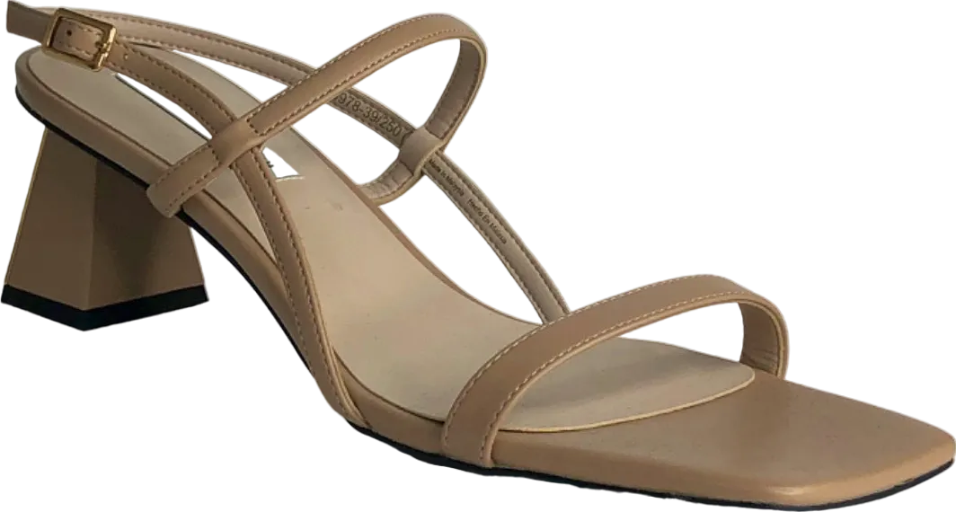 Charles & Keith Beige Strappy Block Heel Sandals EU 39