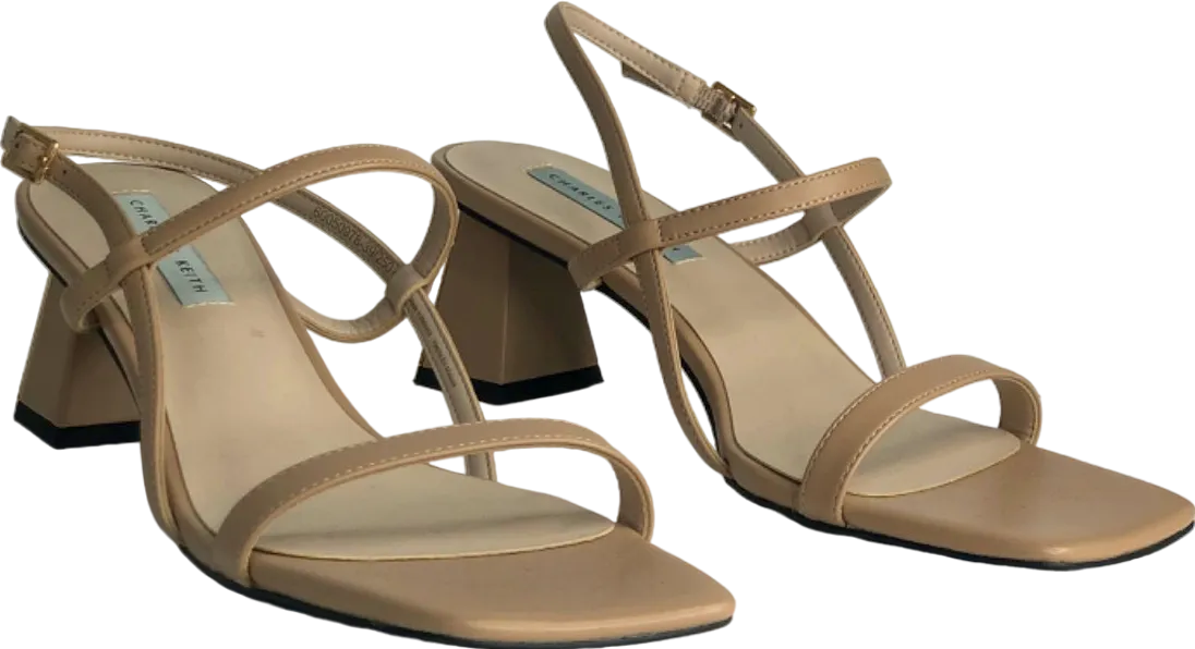 Charles & Keith Beige Strappy Block Heel Sandals EU 39