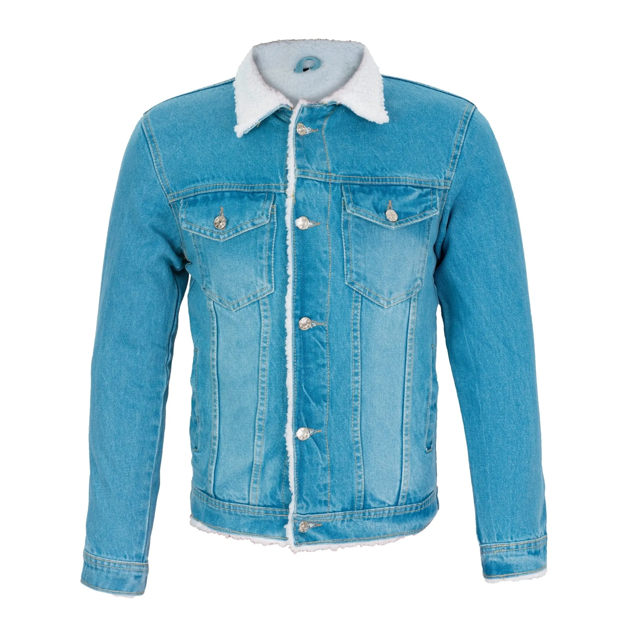 Classic Denim Sherpa Jacket in Blue