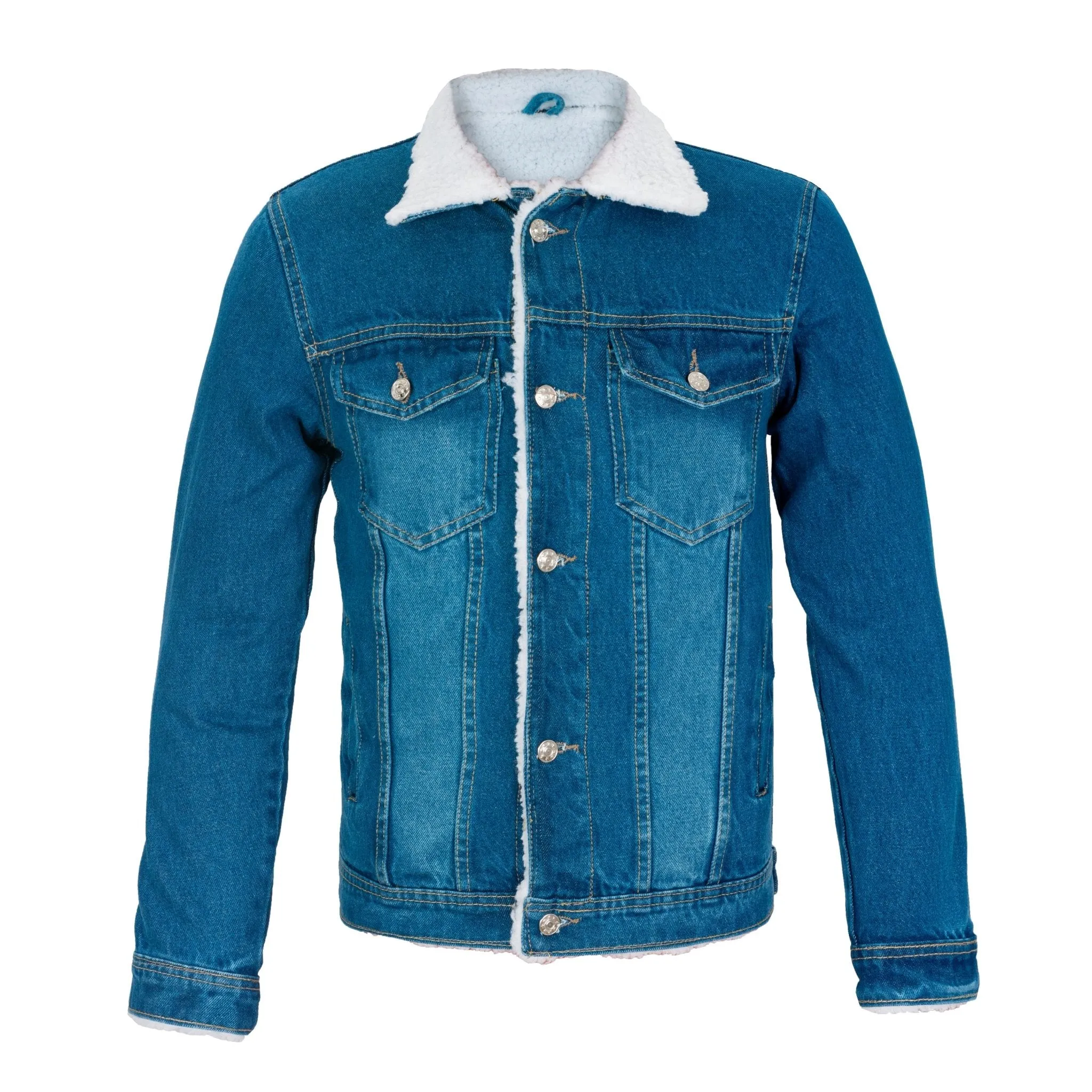 Classic Denim Sherpa Jacket in Blue