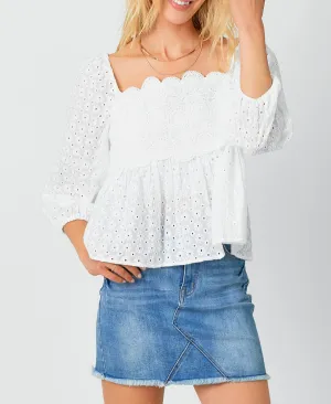 Crochet Lace Puff Sleeve Blouse