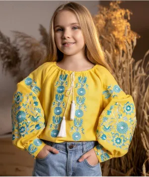 Embroidered Blouse For A Girl Yellow