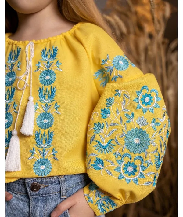 Embroidered Blouse For A Girl Yellow