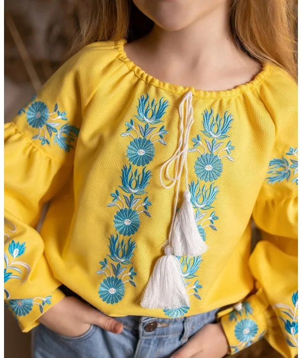 Embroidered Blouse For A Girl Yellow