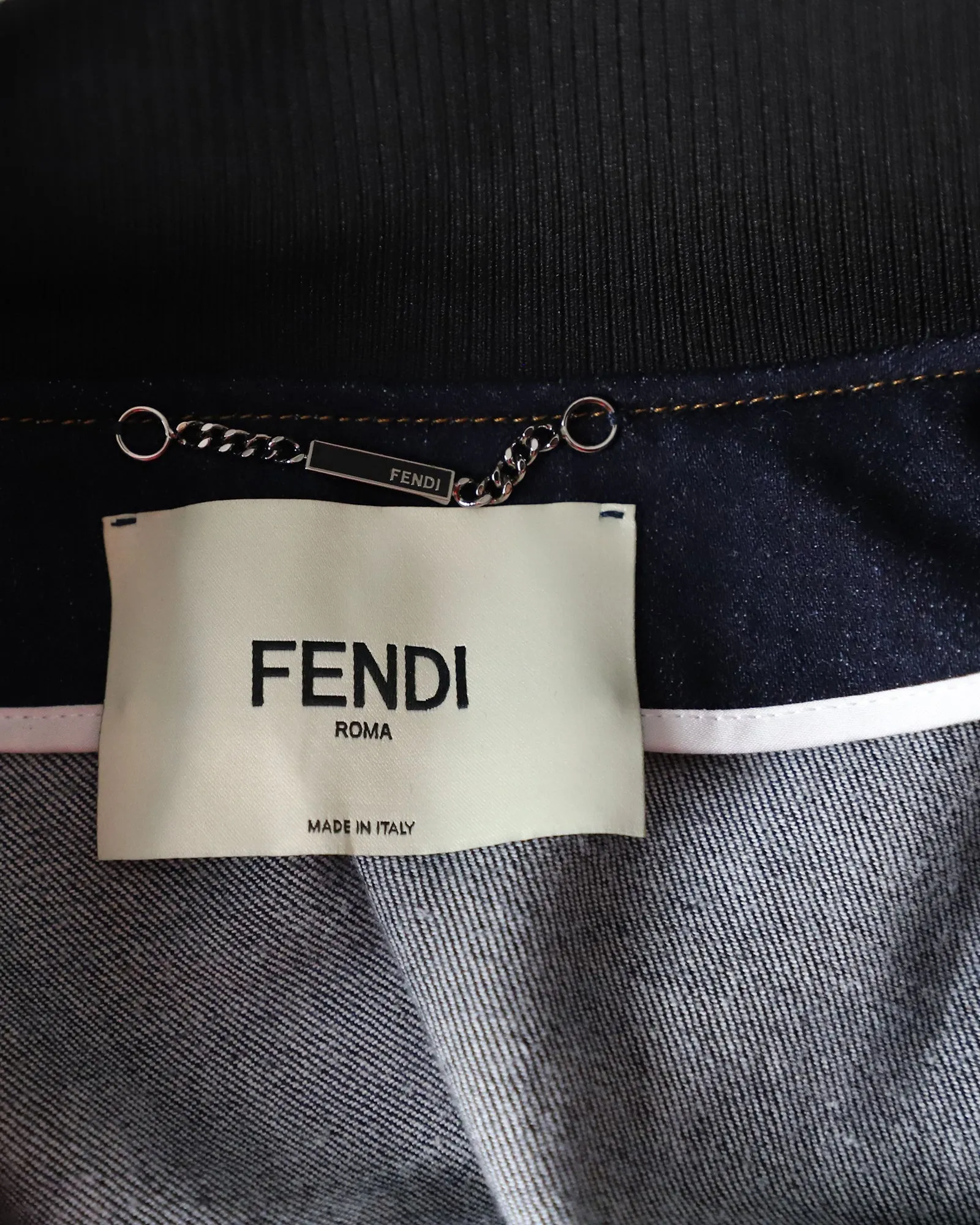 Fendi Denim Bomber Jacket in Blue Cotton Denim