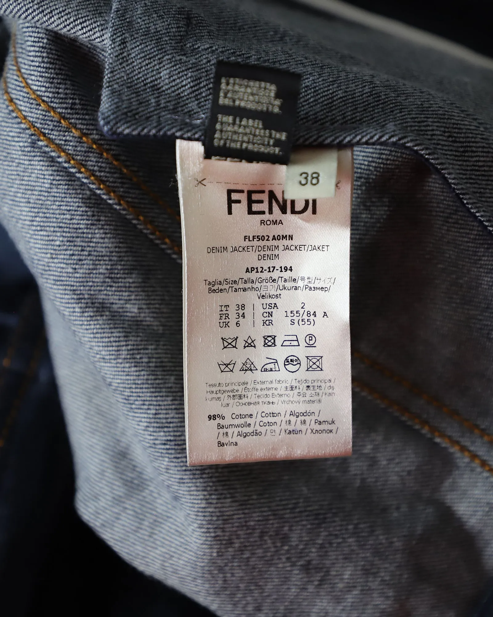 Fendi Denim Bomber Jacket in Blue Cotton Denim