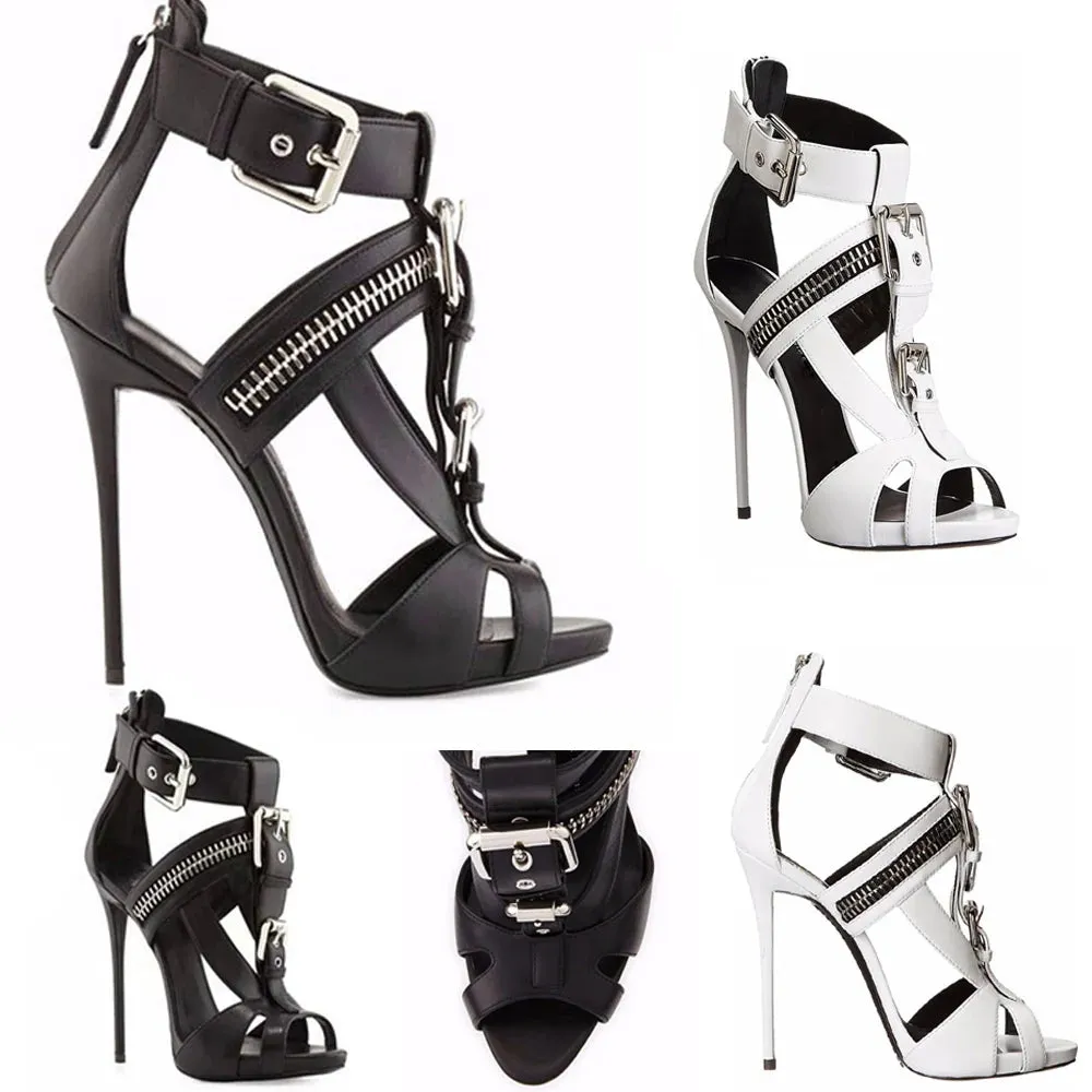 Funki Buys | Shoes | Women's Buckle Strap Zip Stiletto Sandals