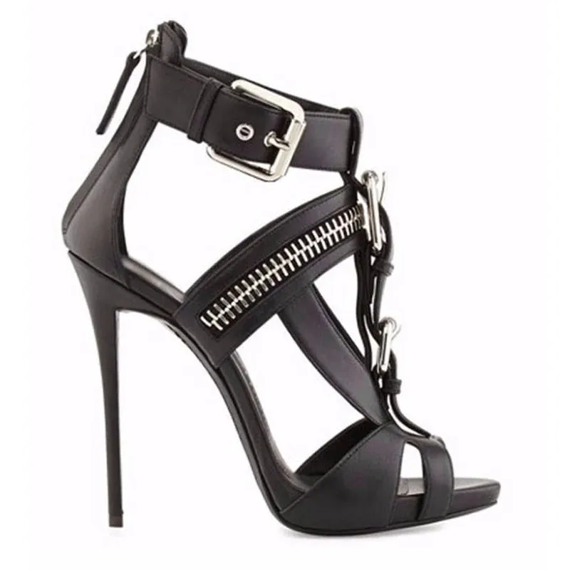 Funki Buys | Shoes | Women's Buckle Strap Zip Stiletto Sandals