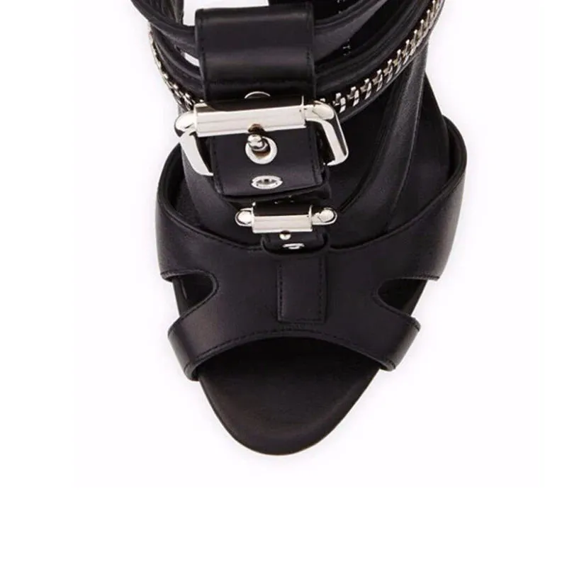 Funki Buys | Shoes | Women's Buckle Strap Zip Stiletto Sandals