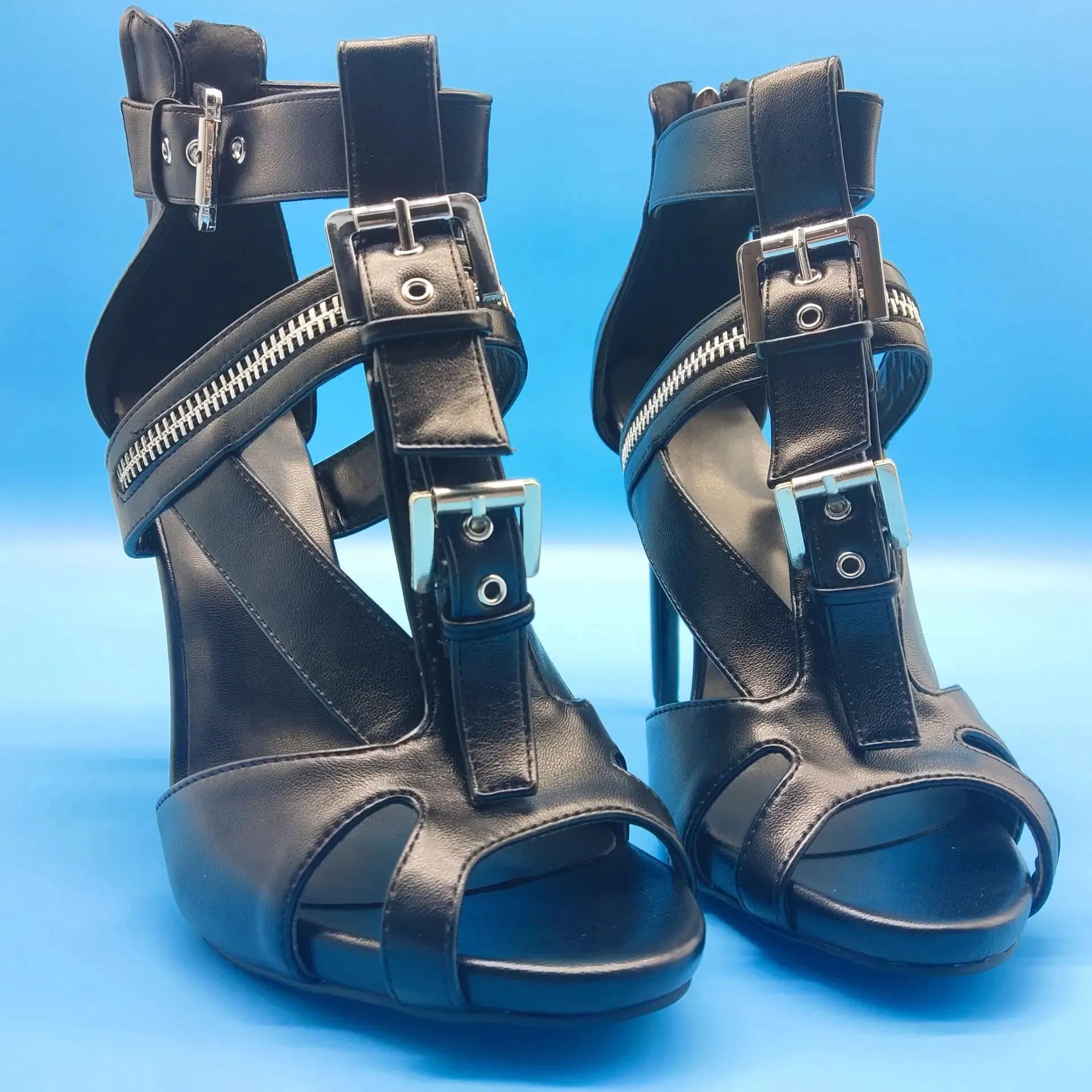 Funki Buys | Shoes | Women's Buckle Strap Zip Stiletto Sandals