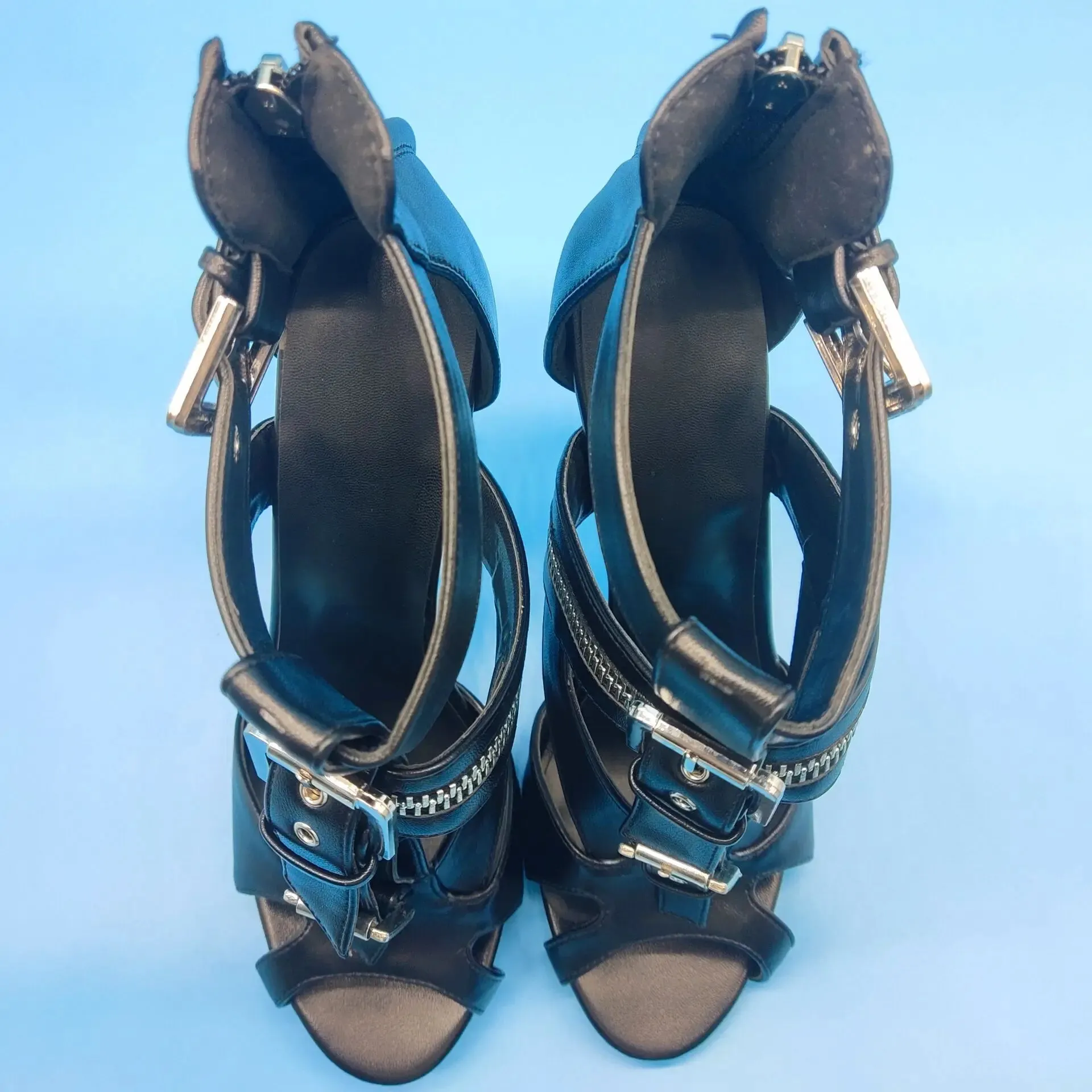 Funki Buys | Shoes | Women's Buckle Strap Zip Stiletto Sandals