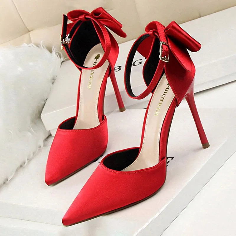 Funki Buys | Shoes | Women's Elegant Silk Bow Stiletto Pumps