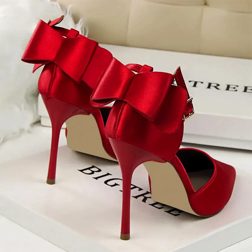 Funki Buys | Shoes | Women's Elegant Silk Bow Stiletto Pumps