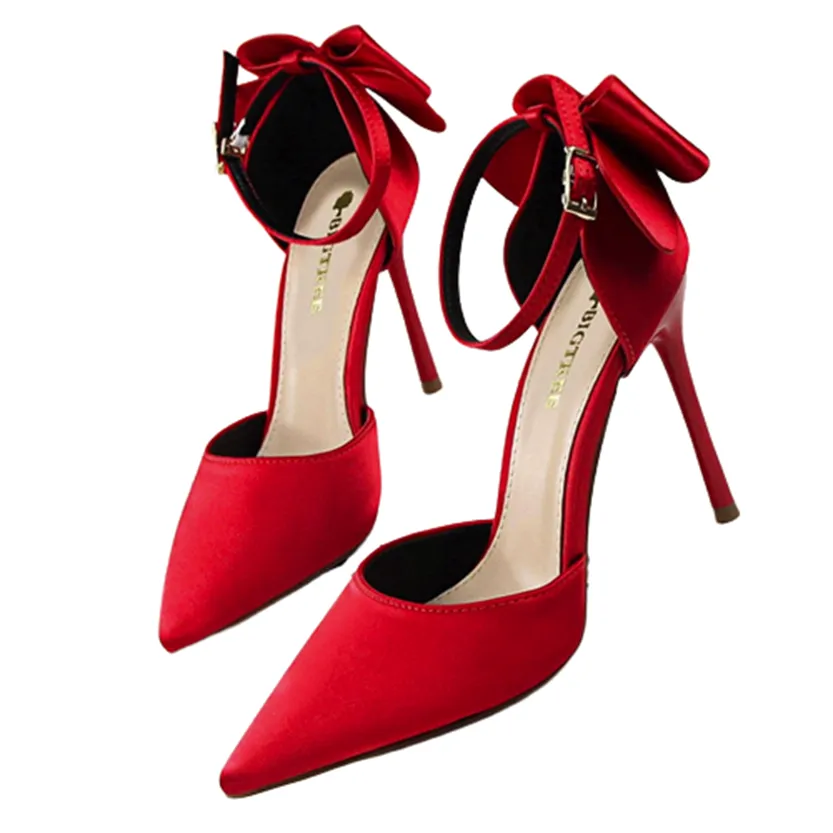 Funki Buys | Shoes | Women's Elegant Silk Bow Stiletto Pumps