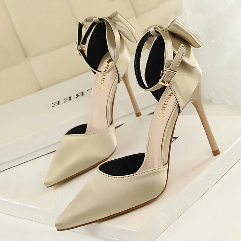 Funki Buys | Shoes | Women's Elegant Silk Bow Stiletto Pumps