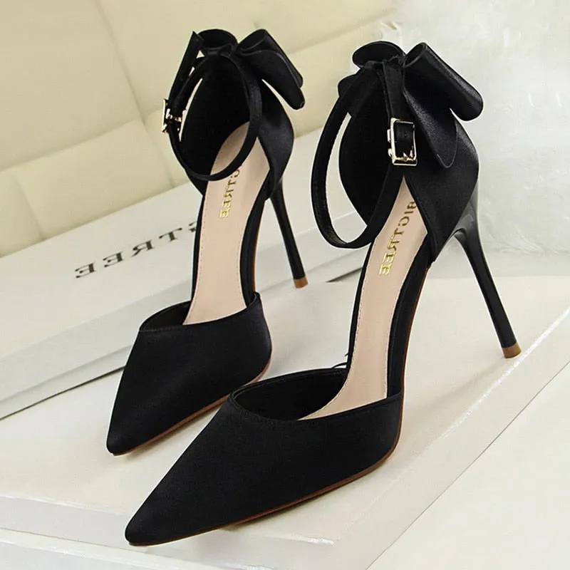 Funki Buys | Shoes | Women's Elegant Silk Bow Stiletto Pumps