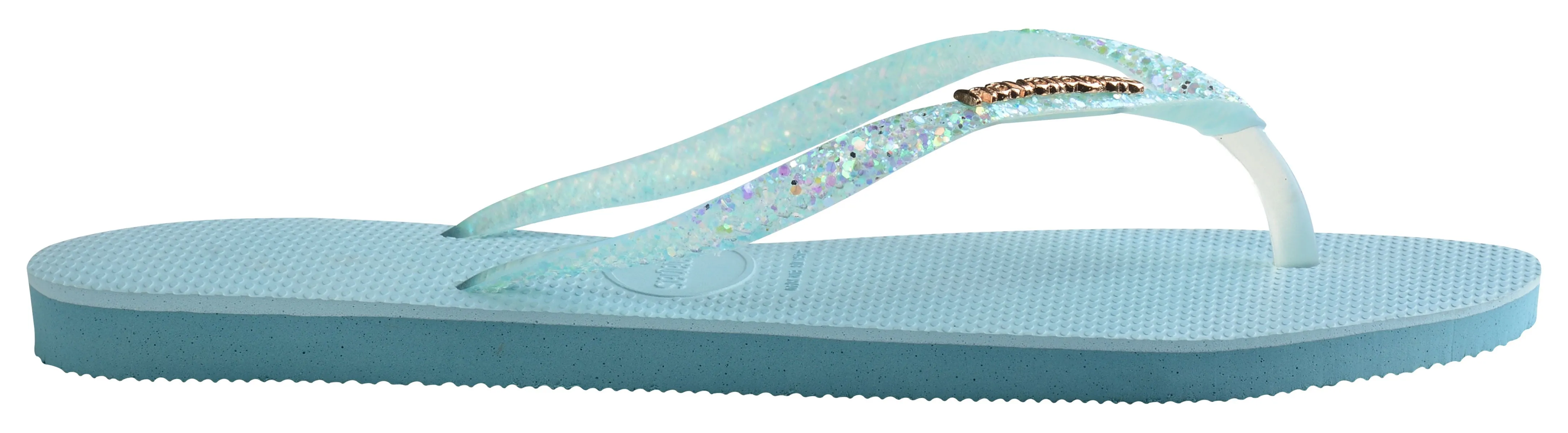 Havaianas Slim Glitter Metalic Logo In Blue For Women