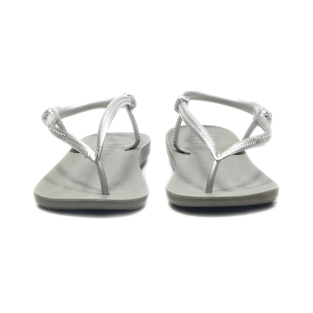 Havaianas Thong Flip Flops Rubber Silver Colour For Women