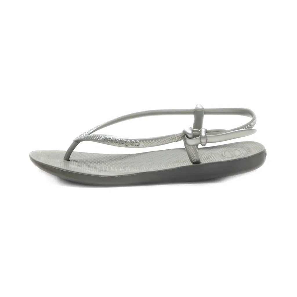 Havaianas Thong Flip Flops Rubber Silver Colour For Women