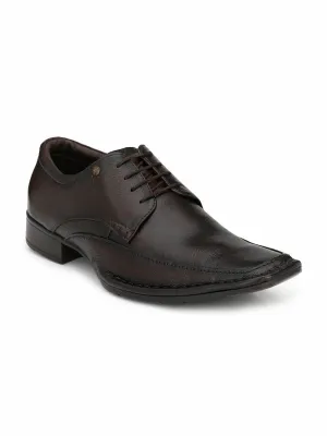 Hitz Men's Brown Derby Leather Formal Shoes