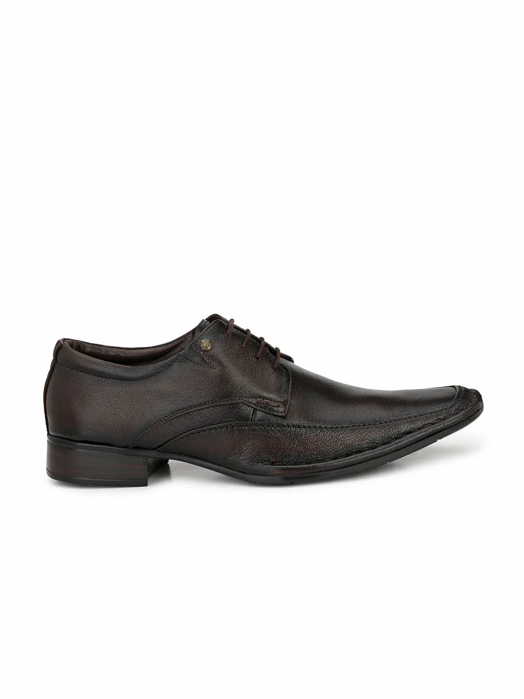 Hitz Men's Brown Derby Leather Formal Shoes