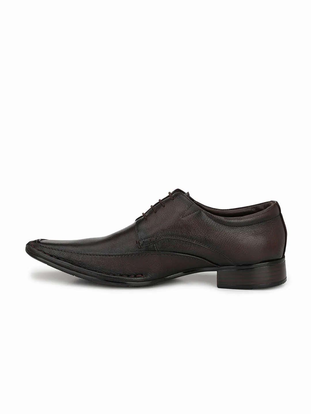 Hitz Men's Brown Derby Leather Formal Shoes