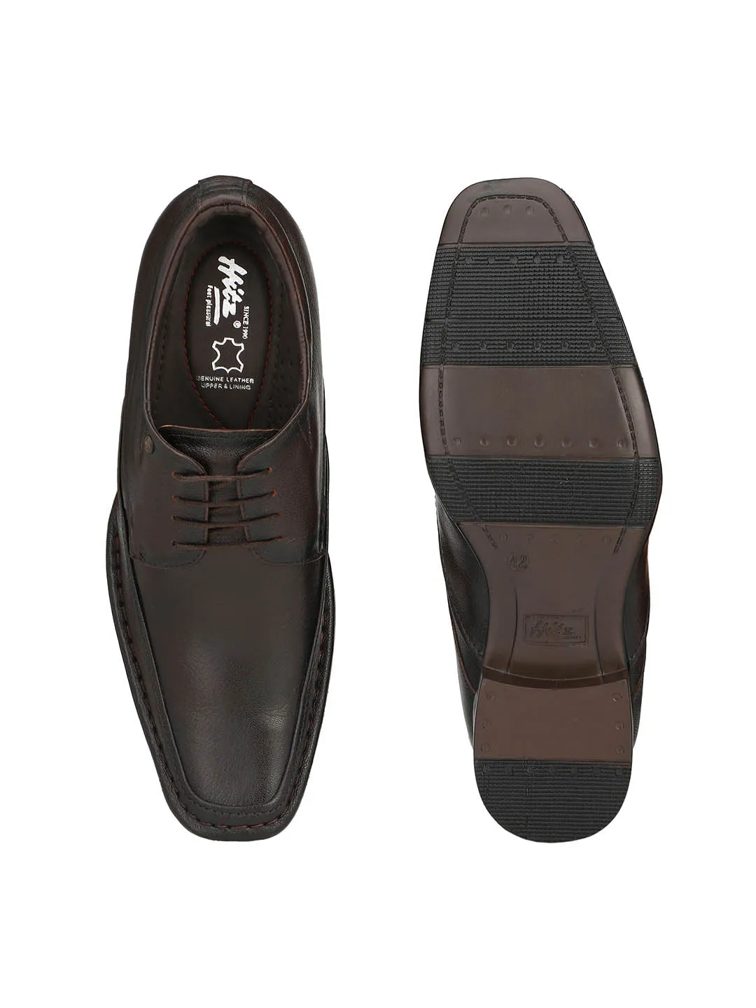 Hitz Men's Brown Derby Leather Formal Shoes