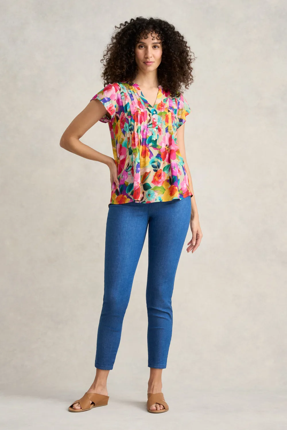 Lightweight Print Blouse - Multi Roses Print