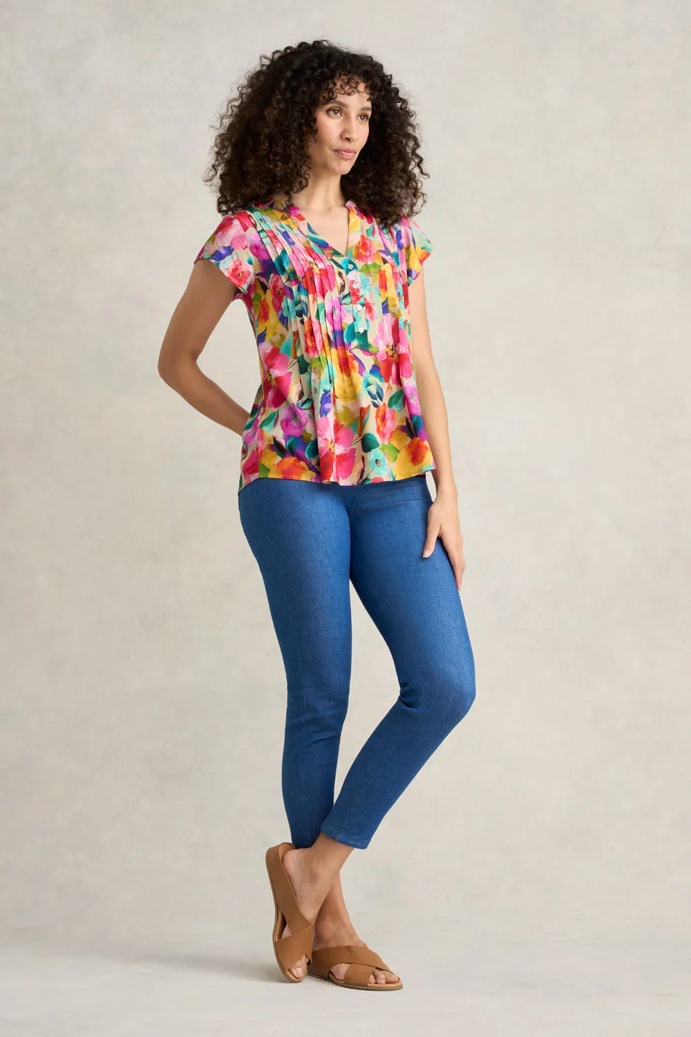 Lightweight Print Blouse - Multi Roses Print