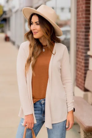 Lightweight Waffle Basic Cardigan