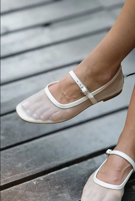 Mesh Flat Ballet with Strap Nizza