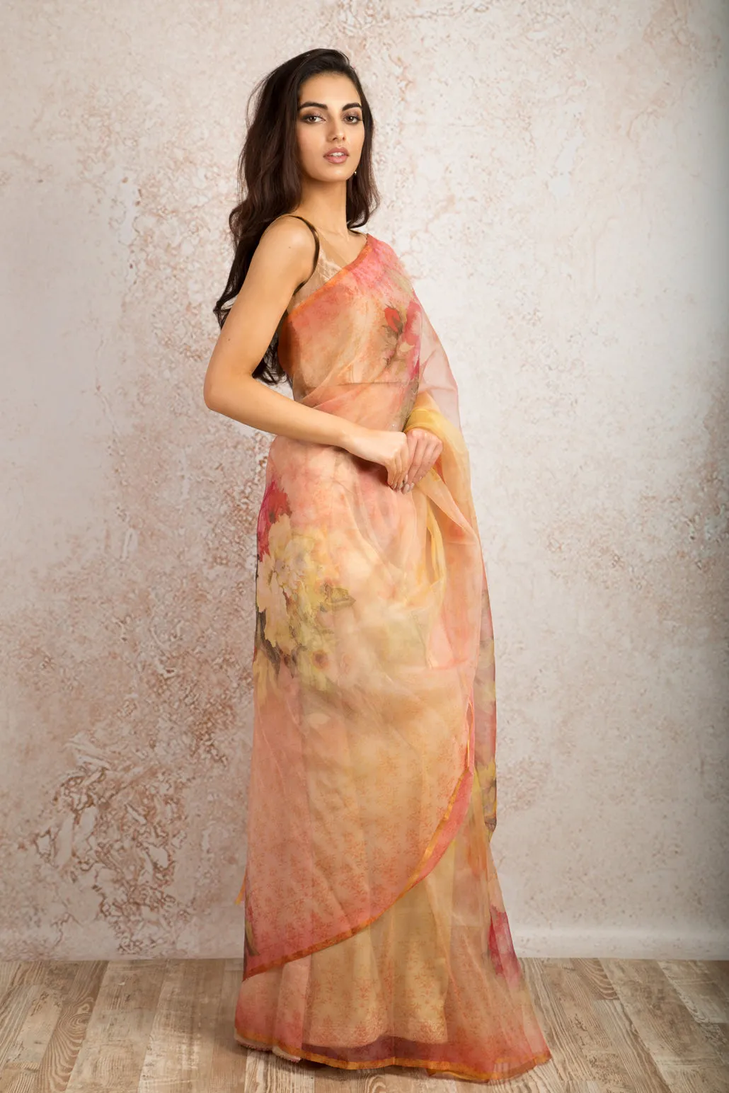 Organza print saree R8_303A