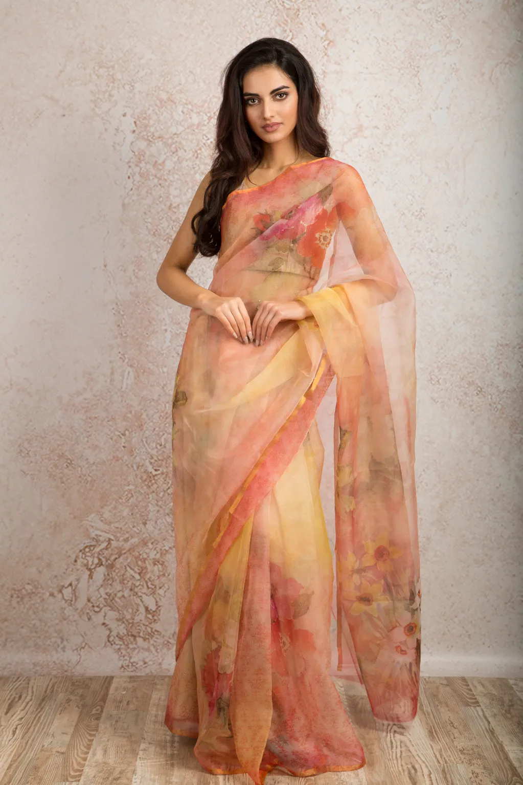 Organza print saree R8_303A