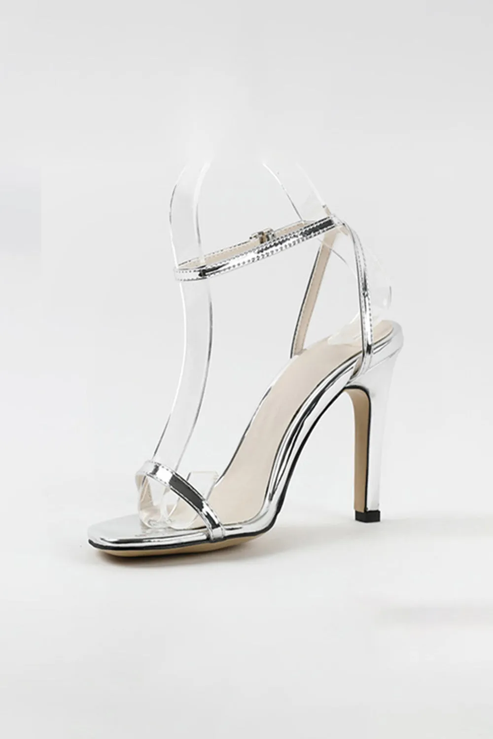 Outdoor Peep Toe Stiletto Heel Shoes With Buckle Ankle Strap