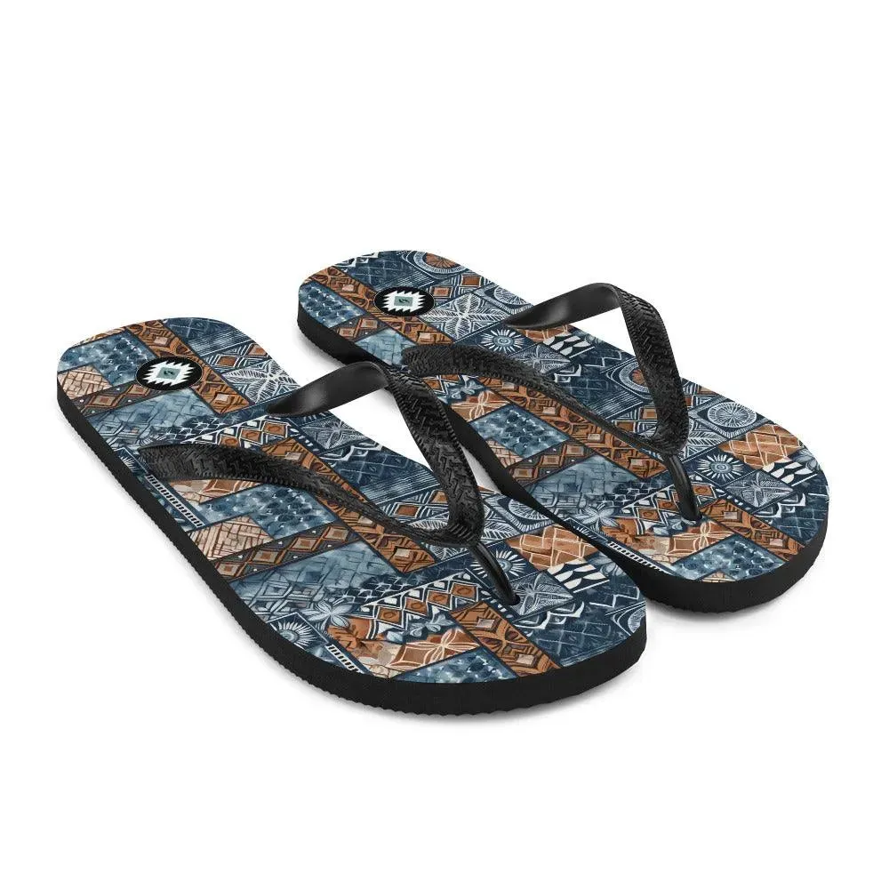 Pacific Islands Tapa Cloth Flip Flops