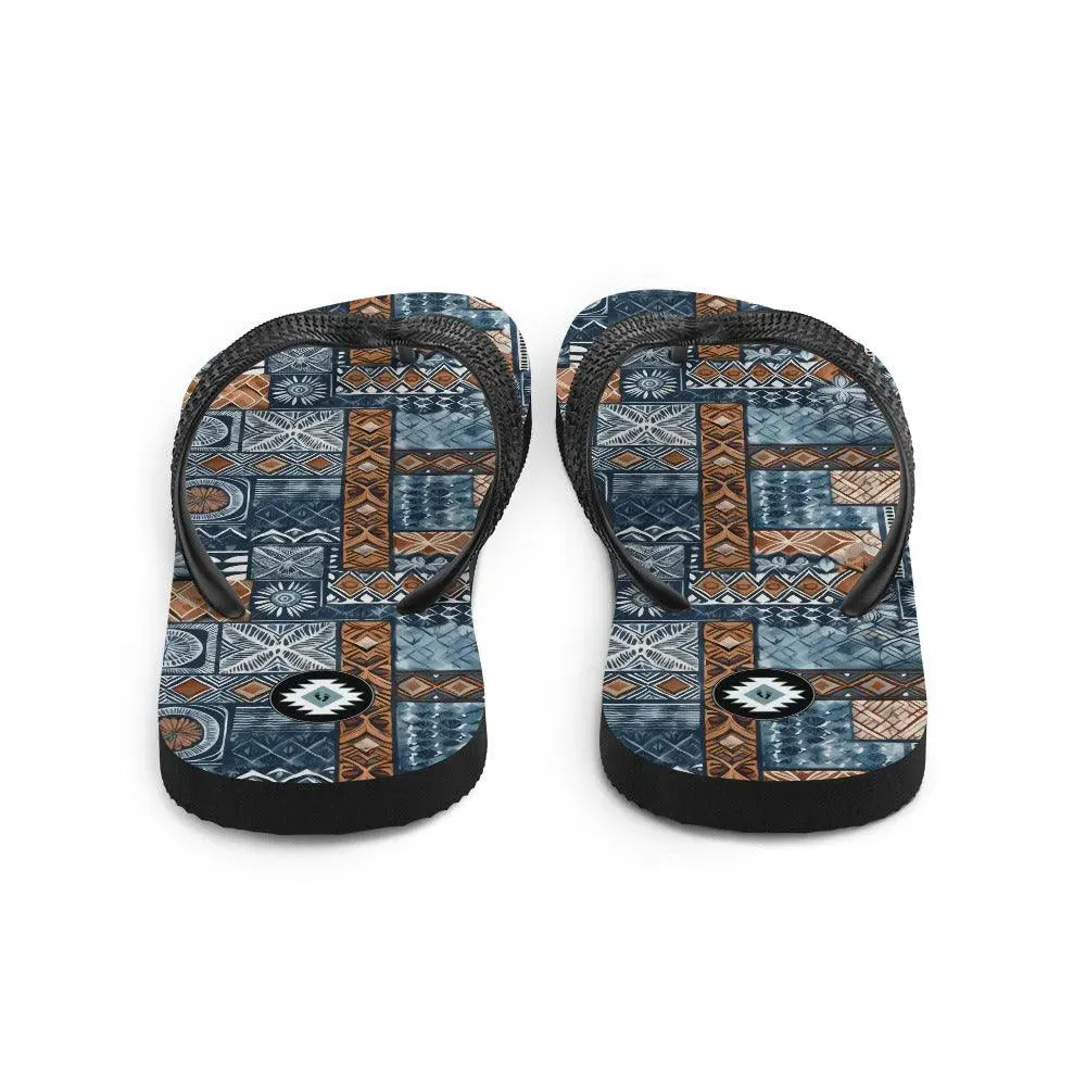 Pacific Islands Tapa Cloth Flip Flops