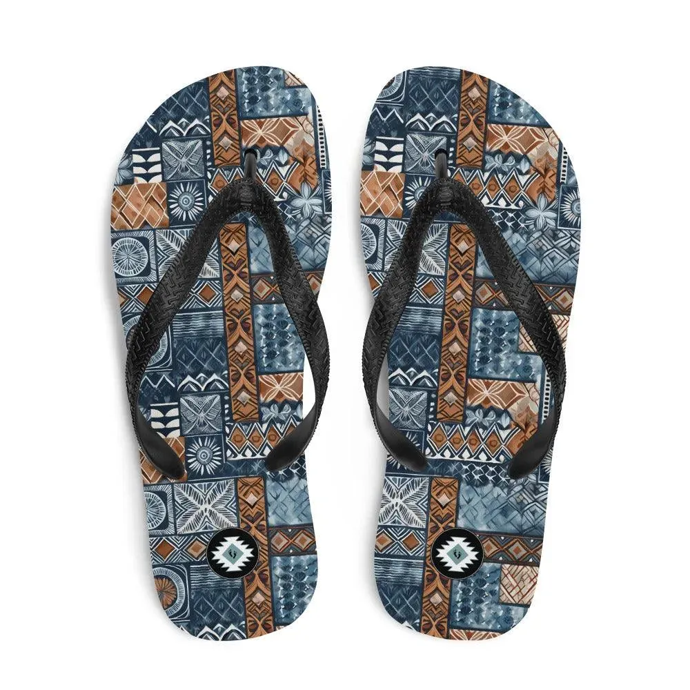 Pacific Islands Tapa Cloth Flip Flops