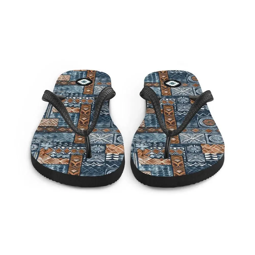 Pacific Islands Tapa Cloth Flip Flops